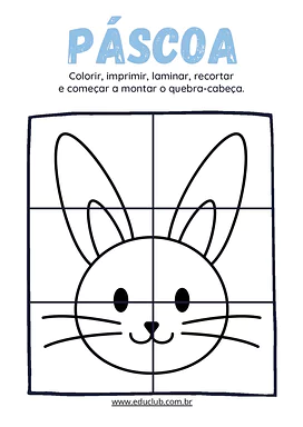 Quebra-cabeça de Páscoa para Recortar e Montar para Educação Infantil, 1º Ano, 2º Ano de Datas Comemorativas, Jogos Educat...