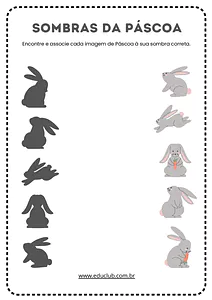 Atividade de ligar sombras com tema da Páscoa