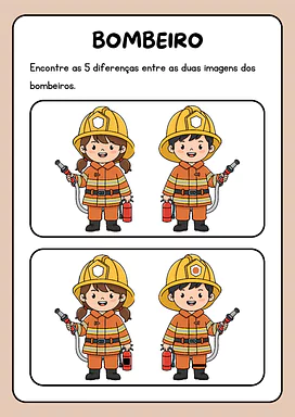 Jogo das diferenças para o Dia do Bombeiro para Educação Infantil, 1º Ano, 2º Ano de Datas Comemorativas, Jogos Educativos...