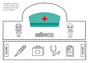 Chapéu de médico para imprimir e colorir