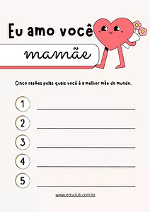Atividade para o Dia das Mães para anos iniciais do Ensino Fundamental