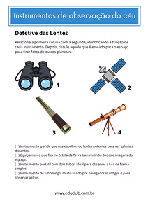 Atividades sobre instrumentos de observação do céu 5 ano 