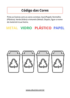 Atividades sobre reciclagem para 1º e 2º ano para 1º Ano, 2º Ano de Geografia, Meio Ambiente, Ciências, Português - Materi...