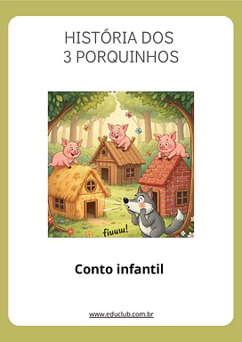 História dos 3 porquinhos para imprimir para Educação Infantil, 1º Ano, 2º Ano de Educação Emocional, Português, História ...