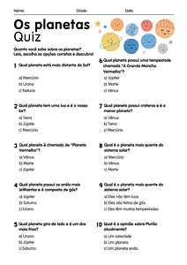 Avaliação de ciencias 5 ano sistema solar