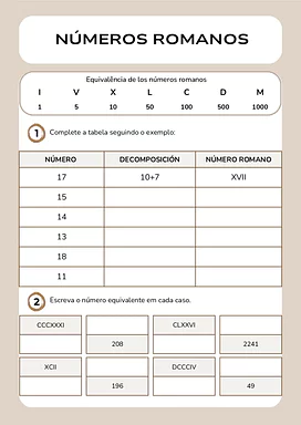 Atividades de números romanos para anos iniciais do Fundamental para 2º Ano, 3º Ano, 4º Ano, 5º Ano de Matemática - Materi...