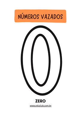 Números vazados para colorir para Educação Infantil, 1º Ano de Matemática - Material educacional