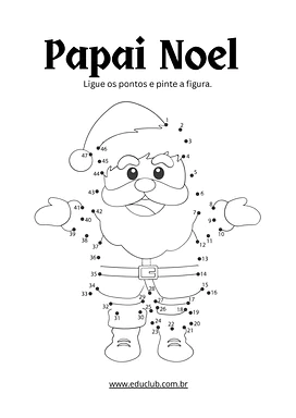Papai Noel numerado para pintar para Educação Infantil, 1º Ano de Matemática, Datas Comemorativas, Artes - Material educac...