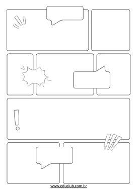 Quadrinhos em branco para criar história para Educação Infantil, 1º Ano, 2º Ano, 3º Ano de Português, Artes - Material edu...
