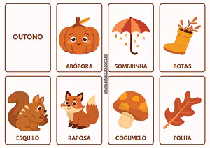 Jogo da memória do outono para imprimir