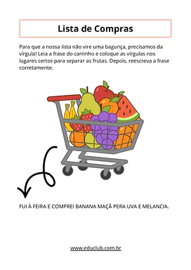 Atividades sobre uso da vírgula para 4º ano para 4º Ano de Português - Material educacional