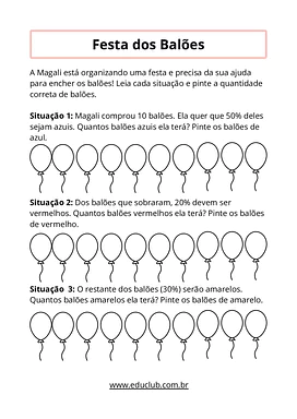 Atividades de matemática de porcentagem para 5º ano para 5º Ano de Matemática - Material educacional