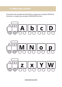 Atividades de vogais e consoantes