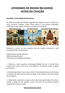 Atividades de Ensino Religioso sobre mitos da criação