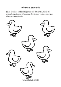 Atividades de localização espacial usando direita e esquerda para Educação Infantil