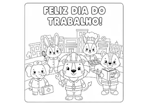 Atividade do Dia do Trabalho para colorir para Educação Infantil