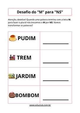 Atividades de singular e plural para 2º ano para 2º Ano de Português - Material educacional