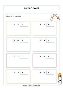 Atividades com divisão exata para 4º e 5º ano