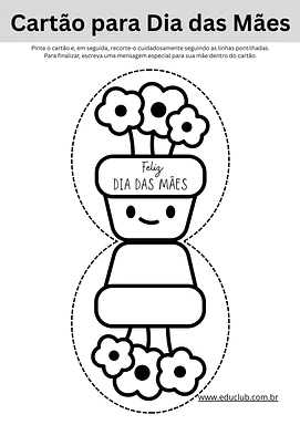 Cartão para Dia das Mães para imprimir e colorir para Educação Infantil, 1º Ano, 2º Ano, 3º Ano, 4º Ano, 5º Ano de Datas C...