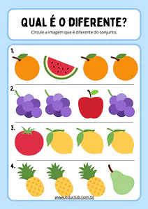 Atividade ache o intruso para Educação Infantil