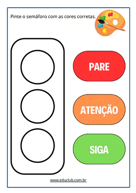 Atividade com semáforo para colorir para educação infantil para Educação Infantil de Datas Comemorativas, Ciências Sociais...