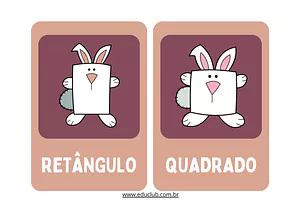 Cartões das formas geométricas do coelho da Páscoa para imprimir