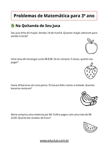 Problemas de Matemática para 3º ano