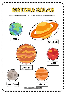 Maquete do sistema solar para trabalho escolar para 1º Ano, 2º Ano, 3º Ano, 4º Ano, 5º Ano de Ciências - Material educacional