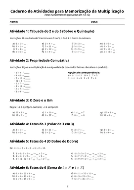 Atividades para memorizar os fatos fundamentais da multiplicação para 3º Ano, 4º Ano, 5º Ano de Matemática - Material educ...
