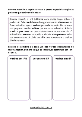 Atividade sobre conjugação verbal para 4º ano para 4º Ano de Português - Material educacional