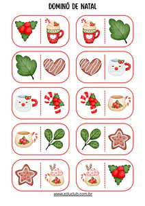 Dominó de Natal para imprimir