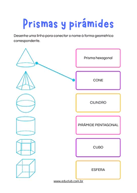 Atividades sobre prismas e pirâmides para 4º e 5º anos para 4º Ano, 5º Ano de Matemática, Geometria - Material educacional