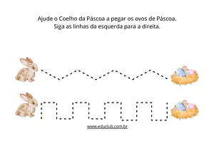Exercício de grafomotricidade de Páscoa para Educação Infantil