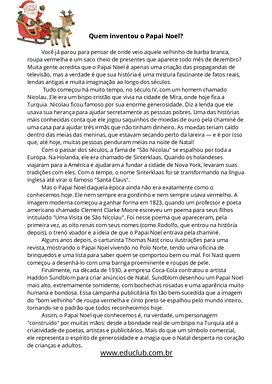 Interpretação de texto: Quem inventou o Papai Noel? para 3º Ano, 4º Ano, 5º Ano de Datas Comemorativas, História, Portuguê...