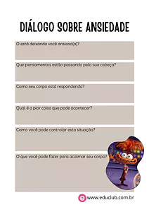 Atividade sobre ansiedade para Ensino Fundamental