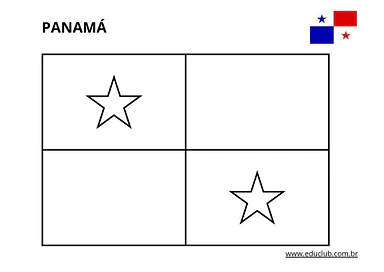 Bandeira do Panamá para colorir para Educação Infantil, 1º Ano, 2º Ano, 3º Ano, 4º Ano, 5º Ano de Geografia - Material edu...
