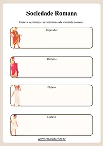Atividade sobre a sociedade no Império Romano