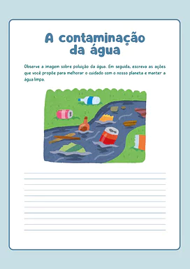 Atividade sobre a contaminação da água para 4º e 5º ano para 4º Ano, 5º Ano de Geografia, Ciências - Material educacional