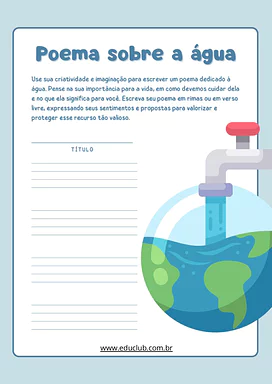 Atividade de Português sobre o Dia da Água para 5º ano para 5º Ano de Datas Comemorativas, Português - Material educacional