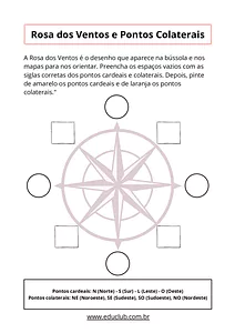 Atividade sobre a Rosa dos Ventos e os pontos colaterais