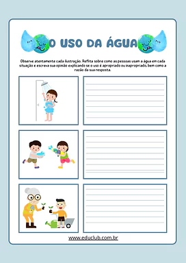 Atividade sobre a importância da água para 2º ano para 2º Ano de Ciências - Material educacional