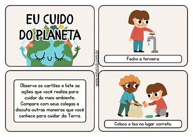 Atividade sobre cuidados com o planeta Terra e o medio ambiente para 1º Ano, 2º Ano, 3º Ano de Geografia, Ciências - Mater...
