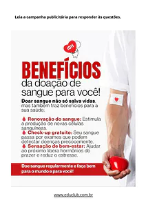 Atividade sobre Doação de Sangue para 4º e 5º ano