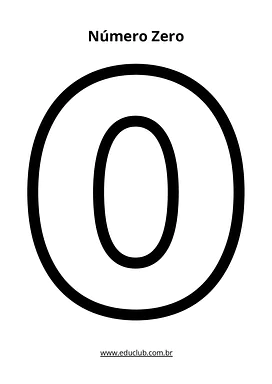 Número zero vazado para imprimir para Educação Infantil, 1º Ano de Matemática - Material educacional
