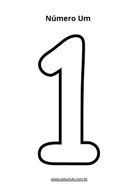 Número um vazado para imprimir para Educação Infantil, 1º Ano de Matemática - Material educacional
