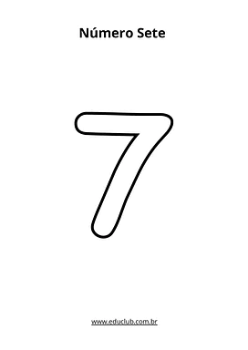 Número sete vazado para imprimir para Educação Infantil, 1º Ano de Matemática - Material educacional