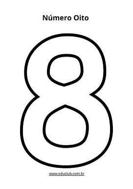 Número oito vazado para imprimir para Educação Infantil, 1º Ano de Matemática - Material educacional