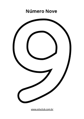 Número nove vazado para imprimir para Educação Infantil, 1º Ano de Matemática - Material educacional