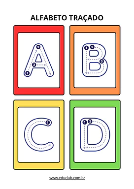 Alfabeto traçado para imprimir para Educação Infantil, 1º Ano de Português, Pré-escrita, Alfabetização - Material educacional
