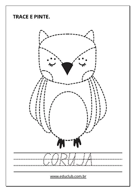 Atividade da coruja para colorir para Educação Infantil, 1º Ano de Artes - Material educacional